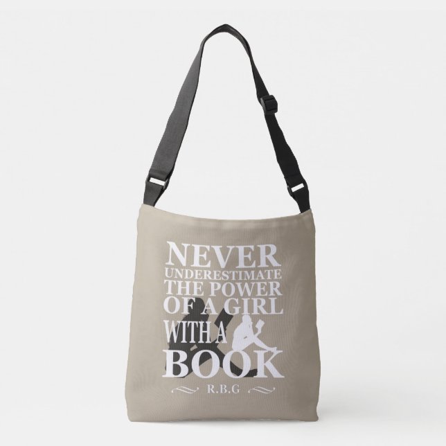 Bolsa Ajustável Nunca subestime o poder de uma garota com livro (Frente)