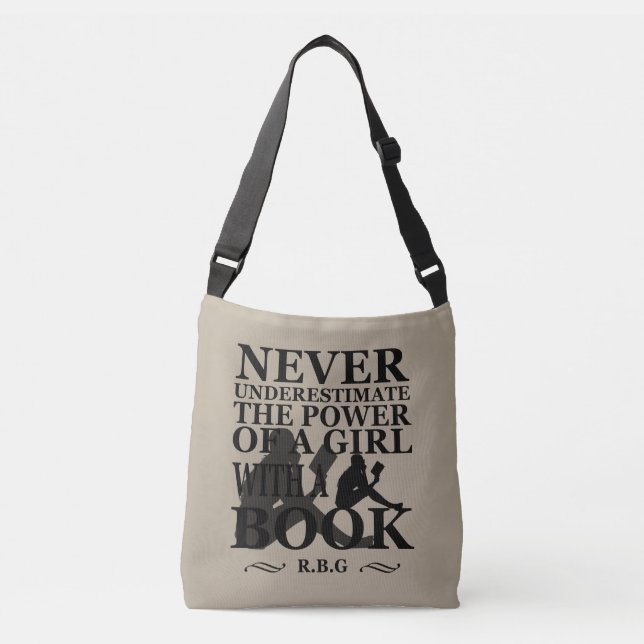 Bolsa Ajustável Nunca subestime o poder de uma garota com livro (Frente)