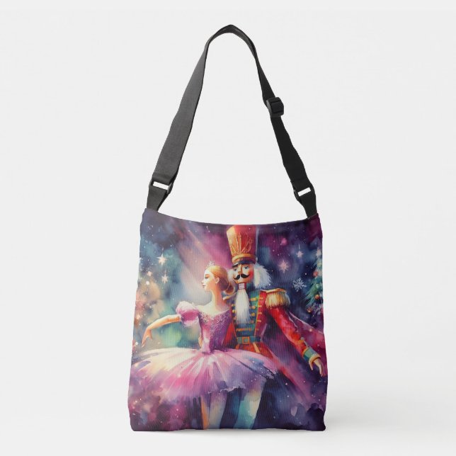 Bolsa Ajustável Nutcracker Balé Watercolor Christmas Ballerina (Frente)