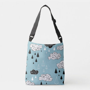 Bolsa Ajustável Nuvens geométricas e chuva, padrão perfeito.