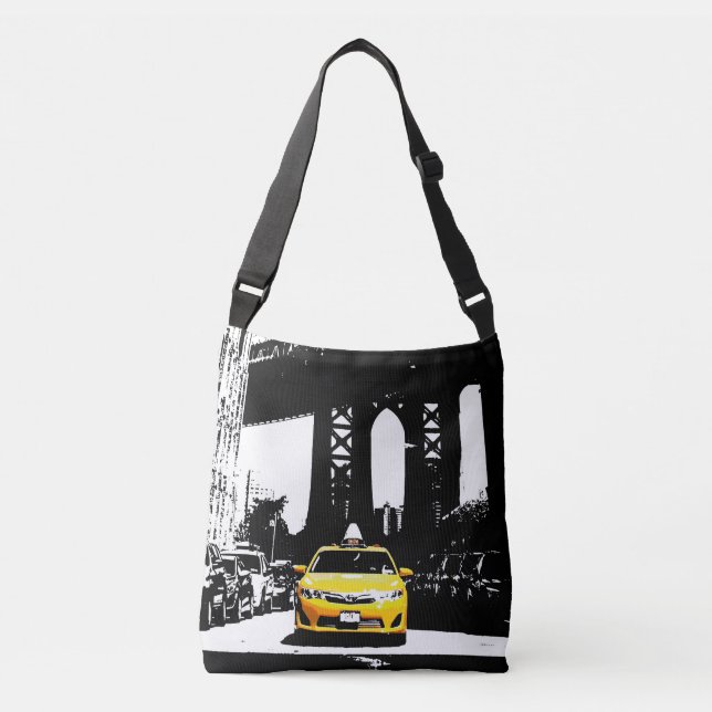 Bolsa Ajustável Nyc New York Yellow Taxi Brooklyn Bridge Black (Frente)