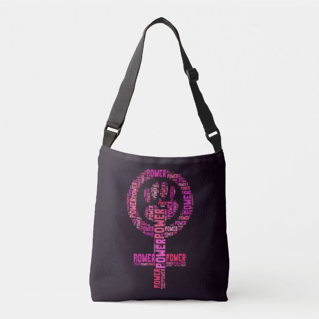 Bolsa Ajustável O Poder Feminista Cor-De-Rosa Encontra-Se Em Púrpu (Frente)