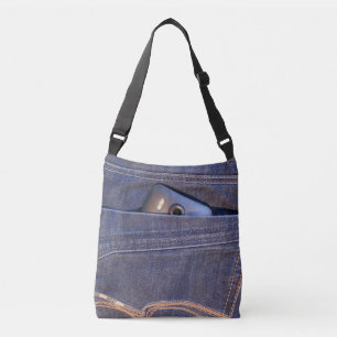 Bolsa Ajustável O telefone da foto em jeans azuis do demin suporta