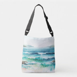 Bolsa Ajustável Ocean Waves Beach Watercolor Paing