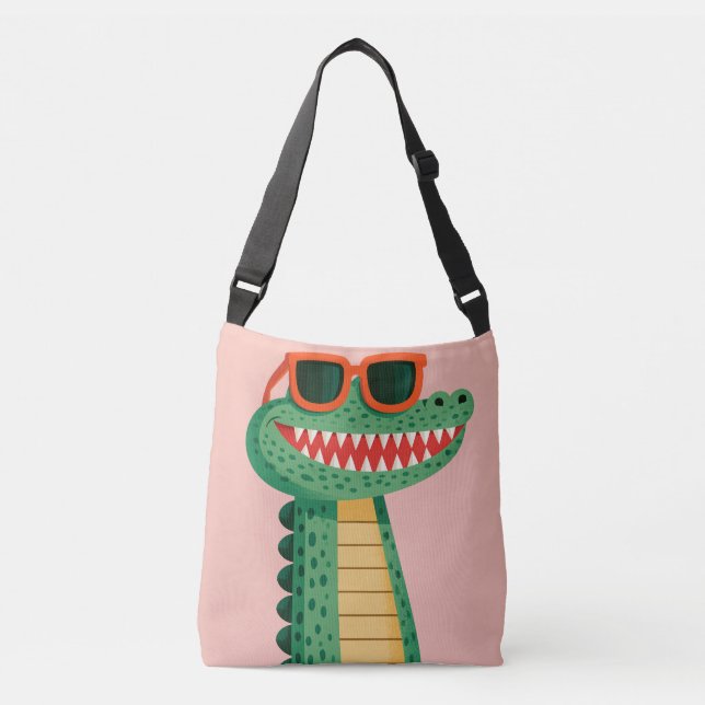 Bolsa Ajustável Óculos de sol de crocodilo engraçados, animal de d (Frente)