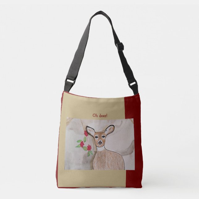 Bolsa Ajustável Oh veado! Vermelho Profundo, castanho claro (Frente)