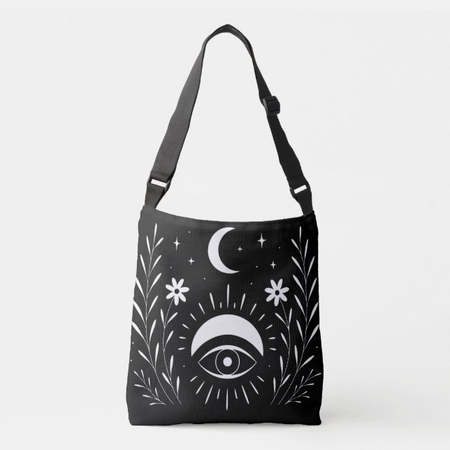 Bolsa Ajustável Olho Boêmio Preto e Branco Ousado (Frente)