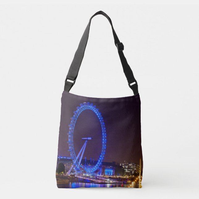 Bolsa Ajustável Olho de Londres azul na noite (Frente)