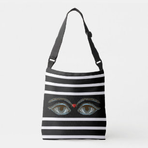 Bolsa Ajustável Olhos Místicos em Preto e Branco com Largura