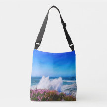 Onda gigante sobre a flor rosa coberta pela manche