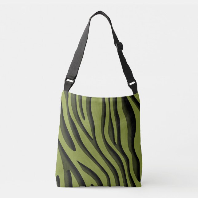 Bolsa Ajustável Onda Zebra 3D Verde Suave de Luxo (Frente)