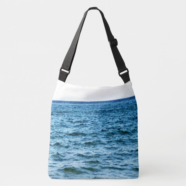 Bolsa Ajustável Ondas Azuis Profundas Sob o Céu Costeiro Brilhante (Frente)