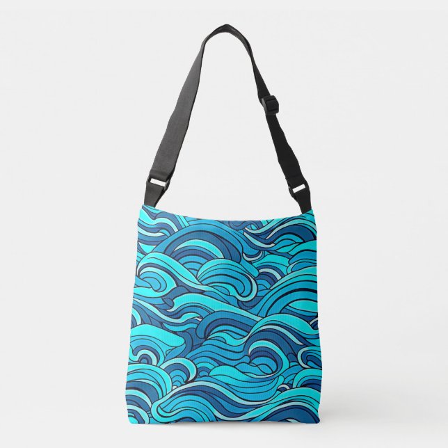 Bolsa Ajustável Ondas de Água do Oceano Azul Turquesa Abstrato | (Frente)