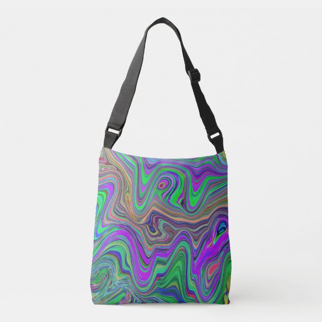 Bolsa Ajustável Ondas Trippy de Verde Lima e Roxo (Frente)