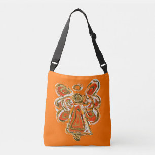 Bolsa Ajustável Orange Guardian Angel Purpose Art Cross Body Bag