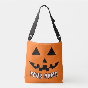 Bolsa Ajustável Orange Pumpkin Personalizado Halloween Seu Nome