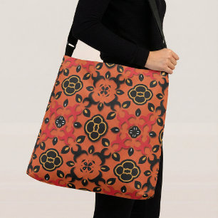 Bolsa Ajustável Orange Red Black Ethnic Arabesque Boho Chic