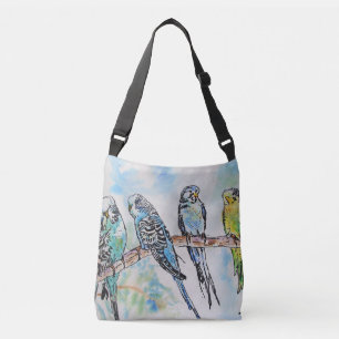 Bolsa Ajustável Orçamento Bird Watercolor orçamenta aves Crossbody