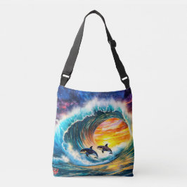 Bolsa Ajustável Orcas Em Um Design De Barril De Onda Por Rich AMeN