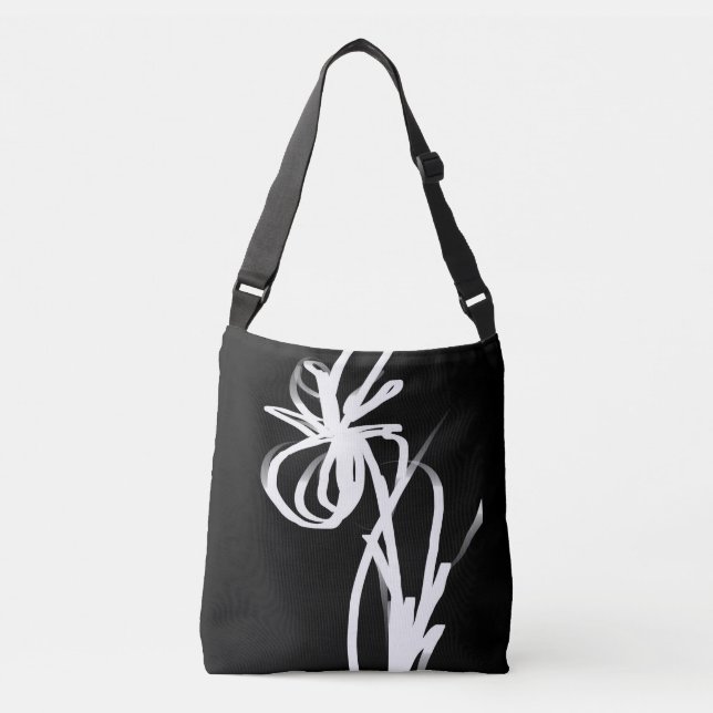Bolsa Ajustável Orchid Noir: Abstrato preto e branco (Frente)