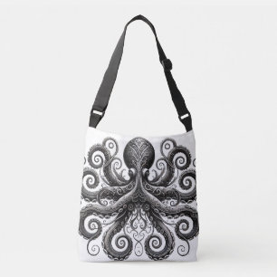Bolsa Ajustável Ornamentado de Octopus Kraken Steampunk Black