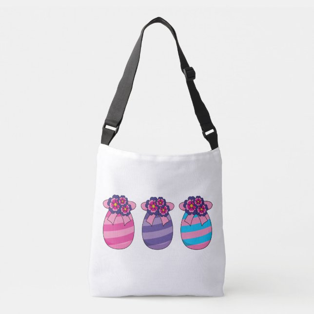 Bolsa Ajustável Ovos de Páscoa com Flores e Fita (Frente)