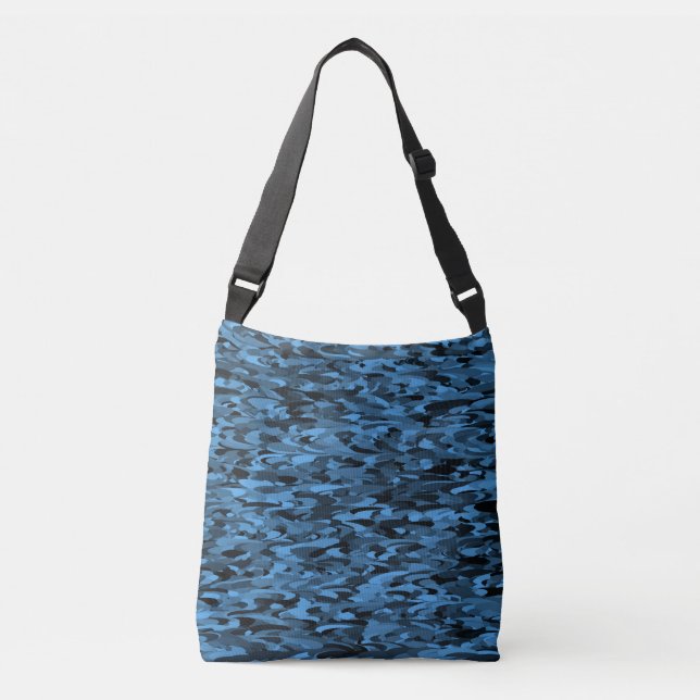 Bolsa Ajustável Padrão Abstrato Azul Preto (Frente)