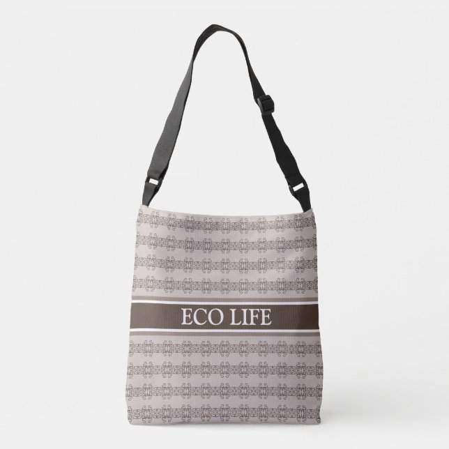 Bolsa Ajustável Padrão abstrato chique em bege (Verso)