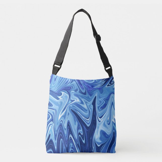 Bolsa Ajustável Padrão abstrato líquido azul (Frente)