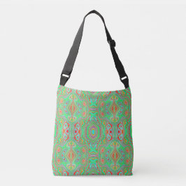 Bolsa Ajustável Padrão Abstrato Retro de Laranja e Verde Lima