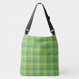 Bolsa Ajustável Padrão Abstrato Xadrez Verde Azul