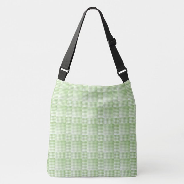 Bolsa Ajustável Padrão Abstrato Xadrez Verde Branco (Frente)