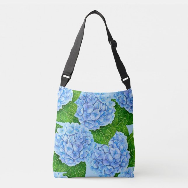 Bolsa Ajustável Padrão aquoso de hydrangea azul (Frente)