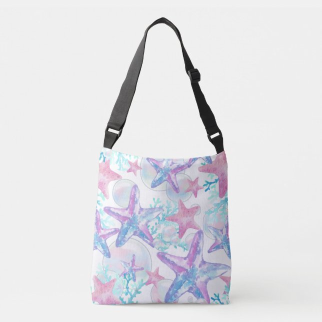 Bolsa Ajustável Padrão bonito de Starfish rosa (Frente)