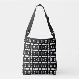 Bolsa Ajustável Padrão branco na moda preto