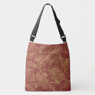 Bolsa Ajustável Padrão Clássico Folha Dourada Chic Burgundy