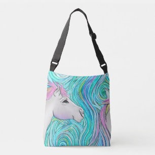 Bolsa Ajustável Padrão Colorido de Pastel Sem Costura de Cavalo Br