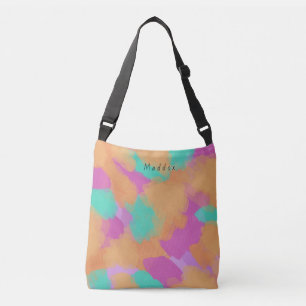 Bolsa Ajustável Padrão Colorido Moderno de Artista + Nome Personal