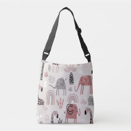 Bolsa Ajustável padrão com elefantes e girafas fofos gigante