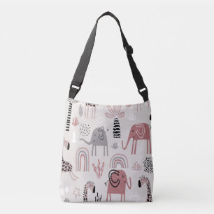 Bolsa Ajustável padrão com elefantes e girafas fofos gigante