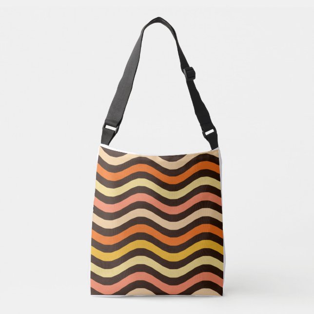 Bolsa Ajustável Padrão contínuo de ondas retrô descoladas (Frente)