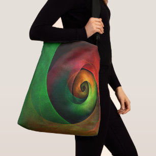 Bolsa Ajustável Padrão de Abstrato de Arte Vermelha Verde Floral M