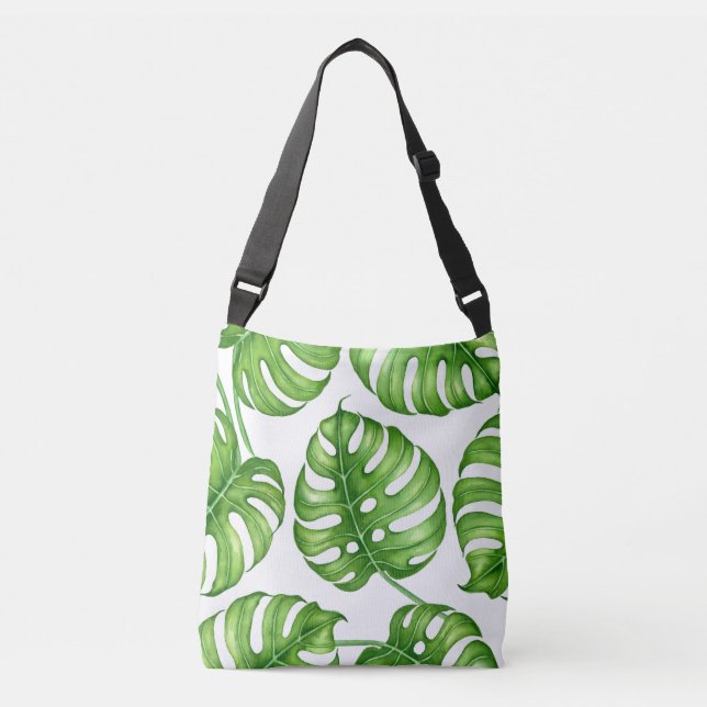 Bolsa Ajustável Padrão de aquarela de Monstera (Frente)