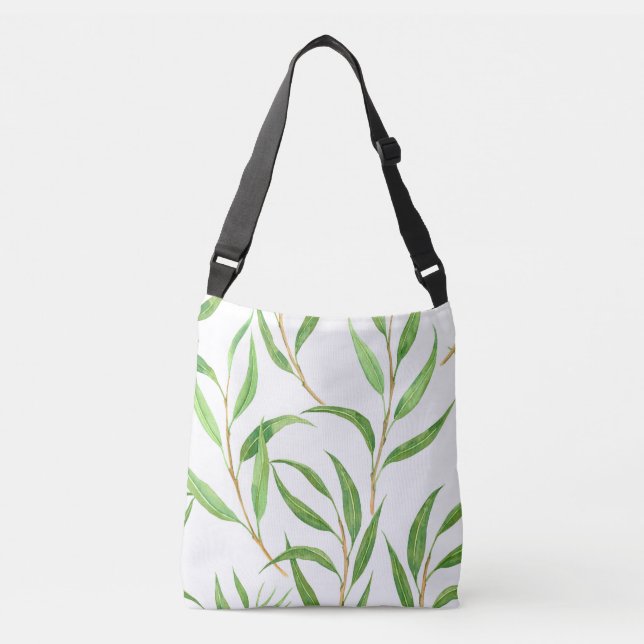 Bolsa Ajustável Padrão de aquarela Eucalyptus em branco (Frente)