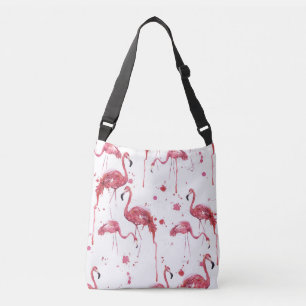 Bolsa Ajustável Padrão de aquarela Flamingo, design vibrante.