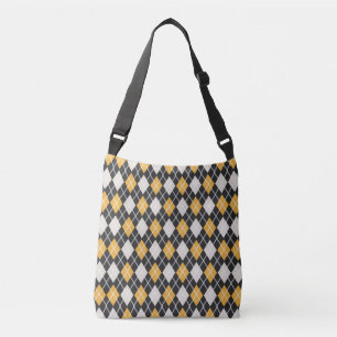 Bolsa Ajustável Padrão de Argyle sem costura preto e amarelo