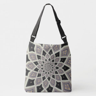 Bolsa Ajustável Padrão de Arte Mosaica Espiral Geométrica Negra