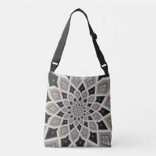 Bolsa Ajustável Padrão de Arte Mosaica Espiral Geométrica Negra