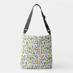 Bolsa Ajustável Padrão de Aves Vintage, Padrão de periquito colori