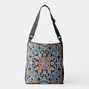 Bolsa Ajustável Padrão de Azulejo Floral Faux Cerâmica